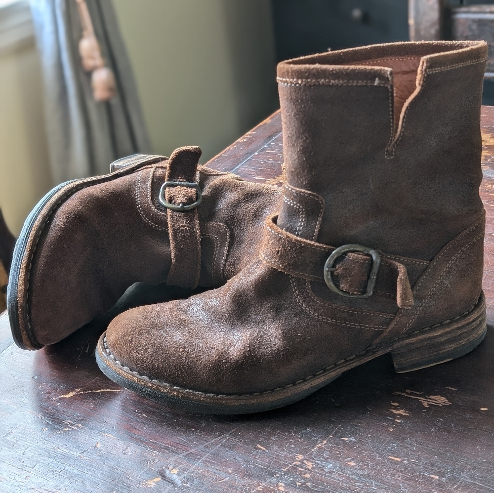 Fiorentini & Baker Women's US 38 Brown Suede Leather Motorcycle Moto Ankle Boots
